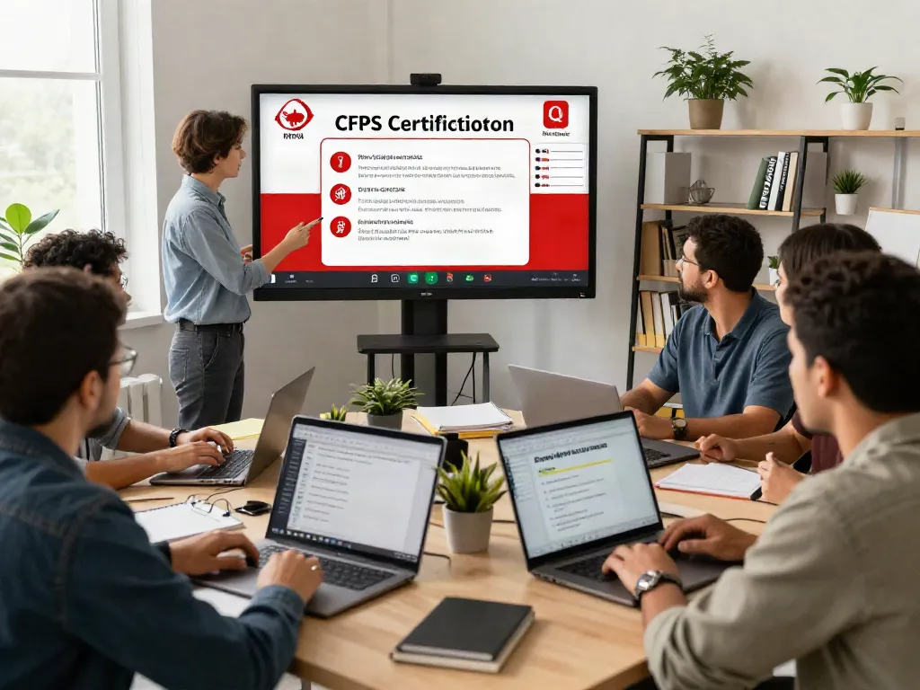 CFPS Certification Saudi Arabia training session showcasing diverse professionals engaging in virtual learning.