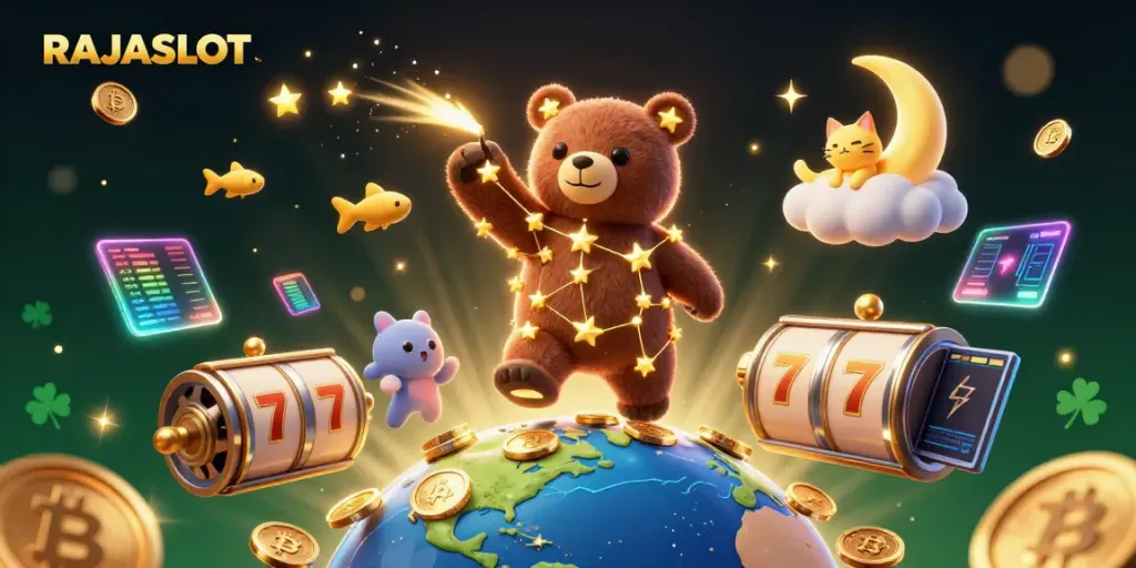 Mainkan slot online di RAJASLOT dengan karakter lucu bertema perjudian dan kemenangan besar.