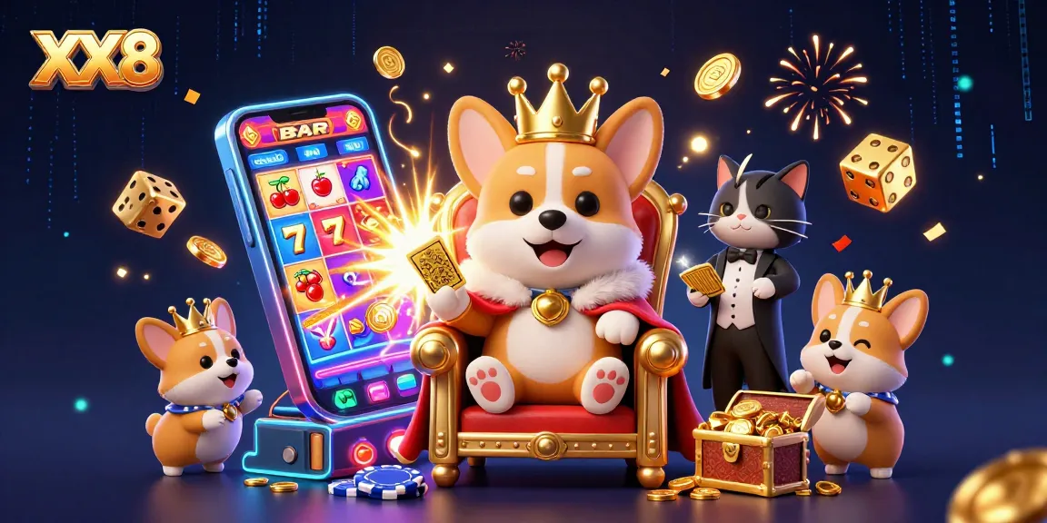 Experience the excitement at XX8 with cartoon characters and dynamic casino elements bursting with fun.