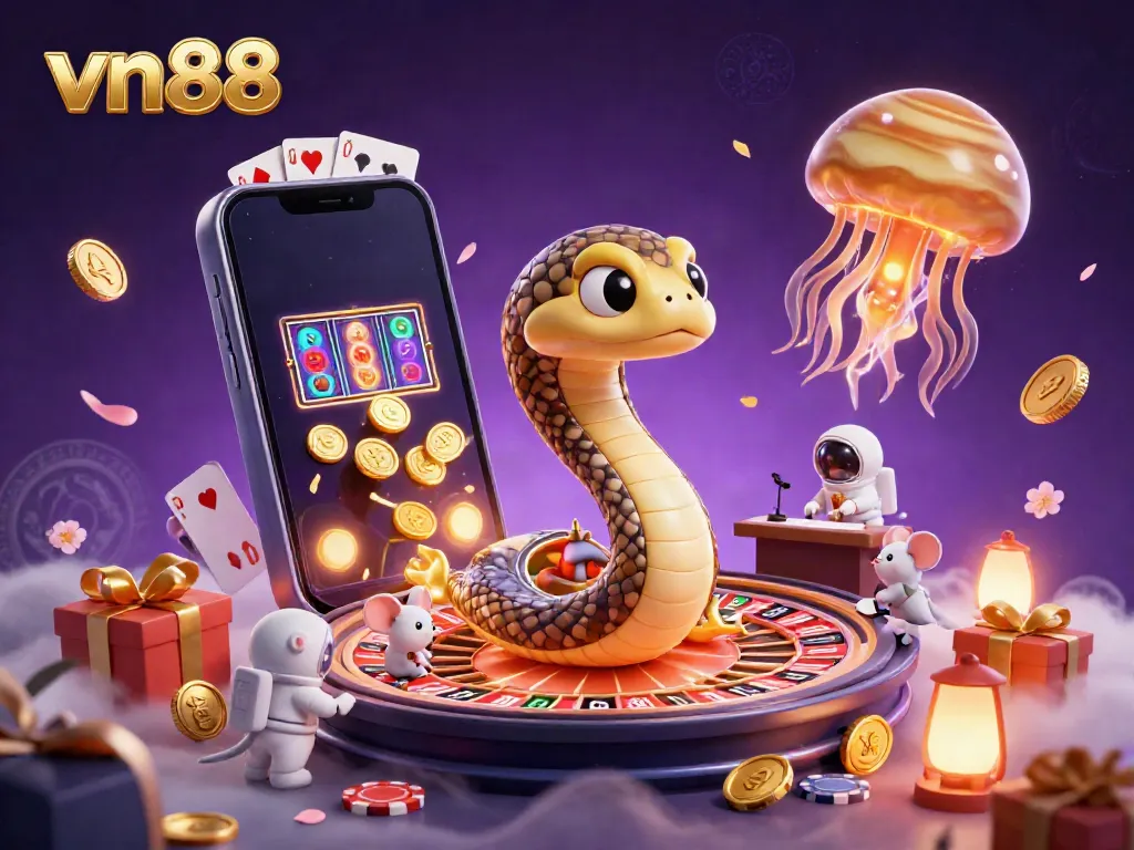Experience excitement and winning opportunities at vn88 with a dynamic cosmic casino scene featuring vibrant gambling elements.