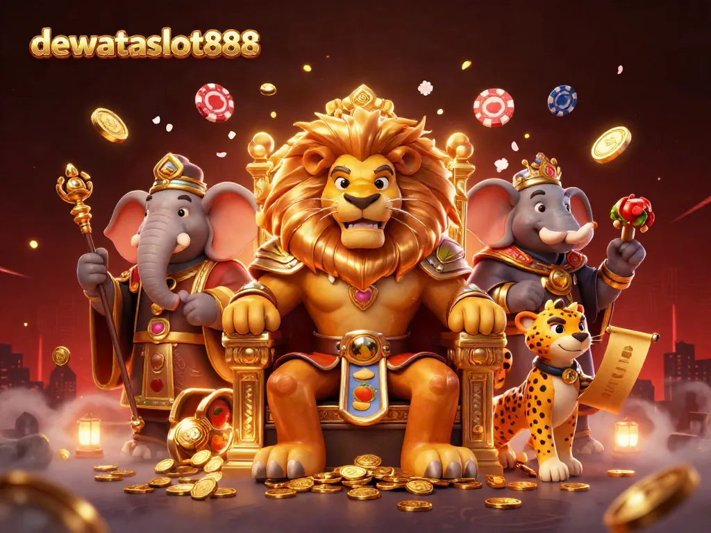 dewataslot888, bermain slot dengan raja singa, gajah penasihat, dan cheetah kurir