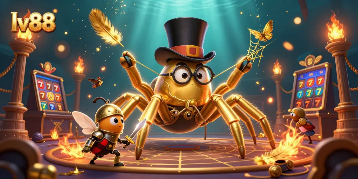 Experience winning at lv88 with a magical 3D casino scene featuring a golden tarantula and knight.