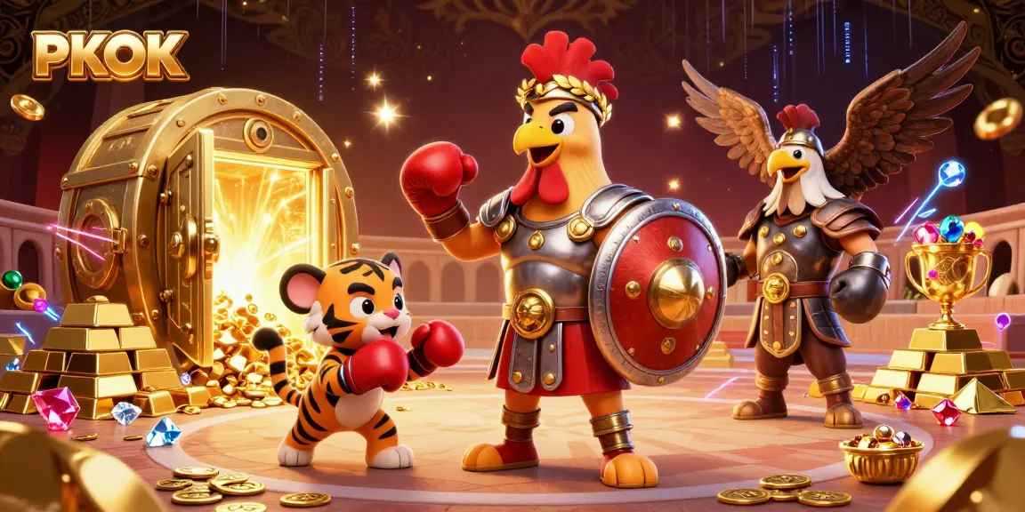 Engage in thrilling play at PKOK with our vibrant 3D digital illustration showcasing epic casino adventures.