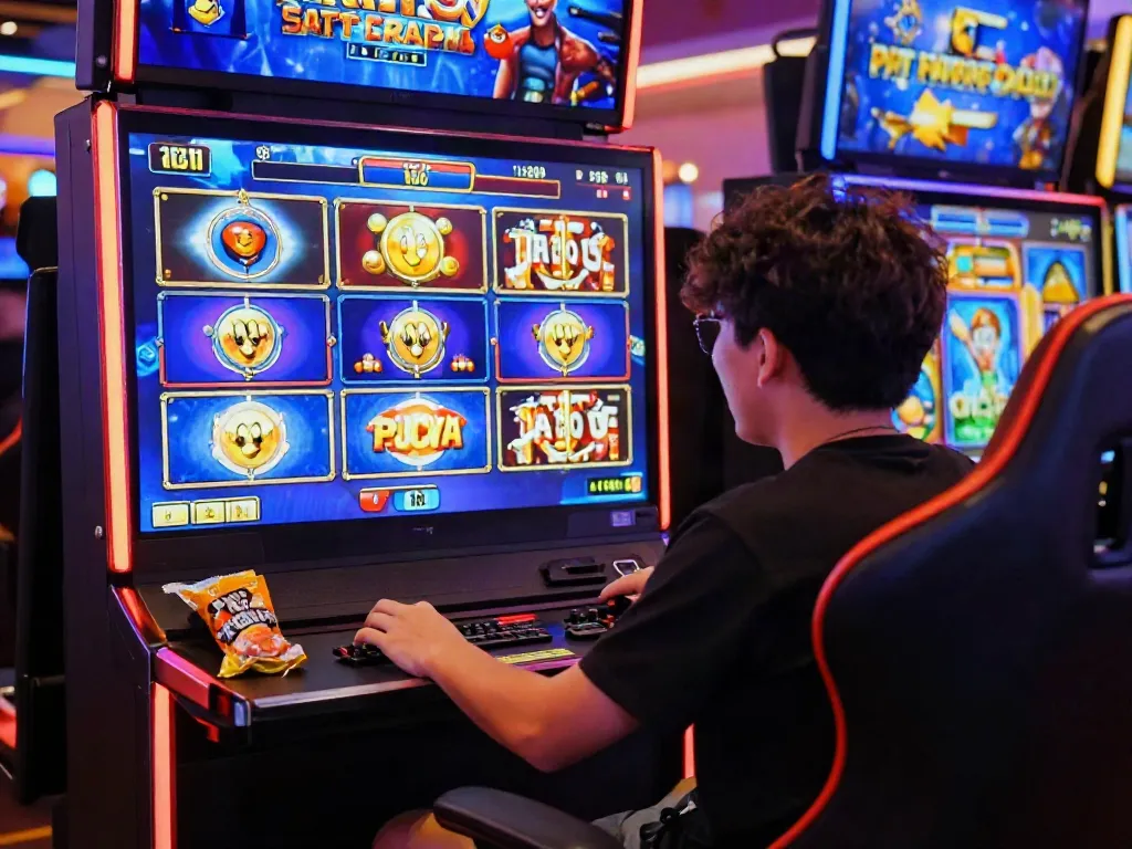 Player enjoying slot resmi games in an engaging online gaming environment with colorful graphics.