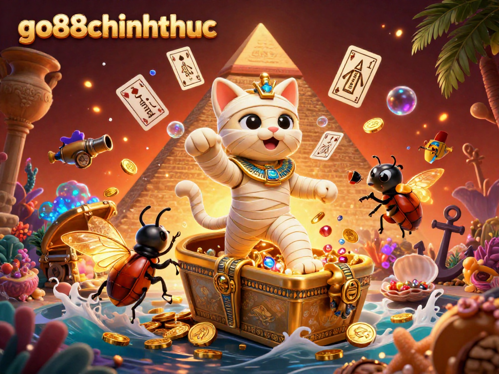 Experience casino adventures with go88chinhthuc as a mummy cat bursts from a sarcophagus.