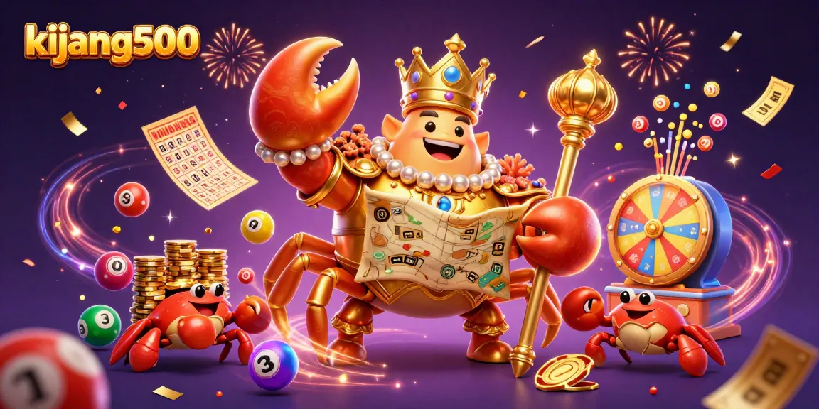 Engage with the colorful world of kijang500's vibrant lottery scene featuring a golden crab emperor.