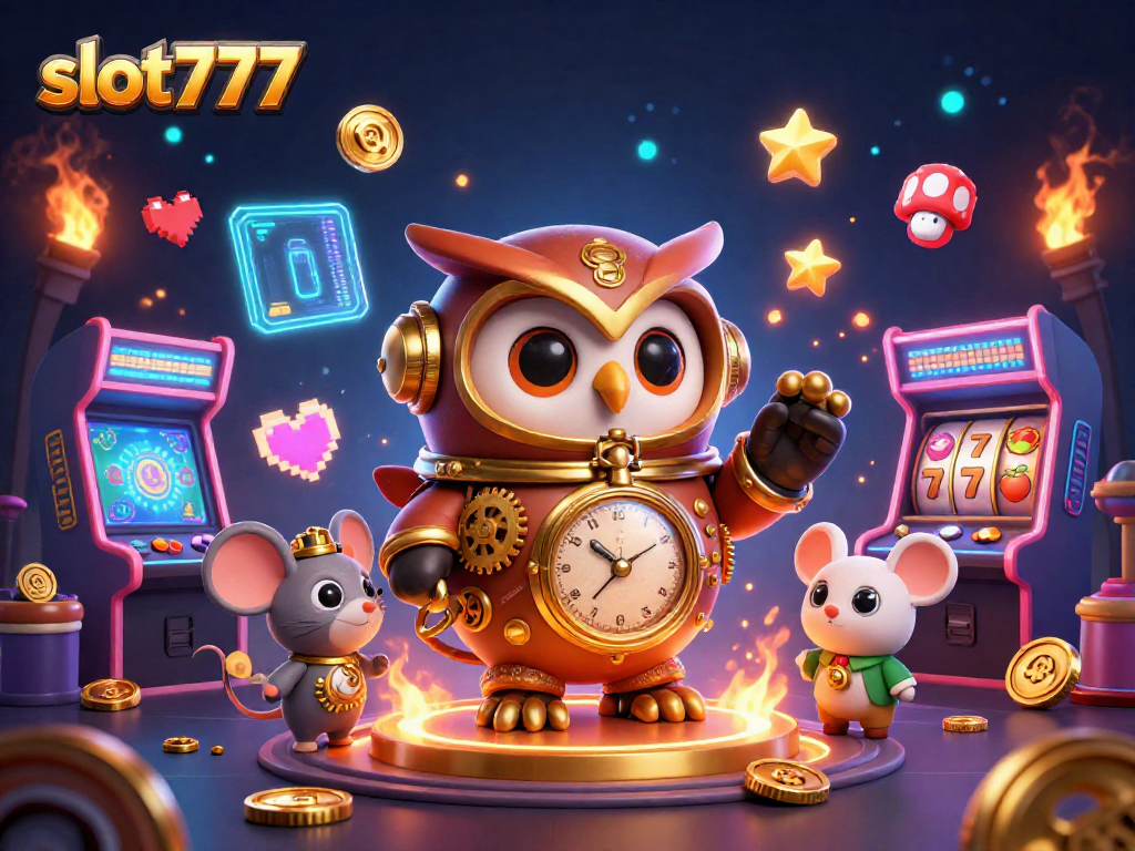 Menggandakan kesenangan dengan slot777 yang memikat, simbol buah dan mesin slot dalam ilustrasi kasino digital yang berwarna-warni.