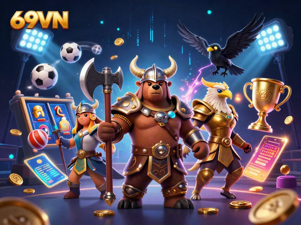 Join the excitement at 69VN gaming with dynamic elements and vibrant characters.