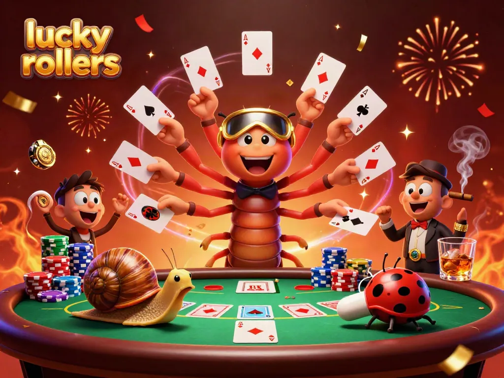 Playing cards and chips showcase the thrill of lucky rollers in a vibrant 3D casino scene.