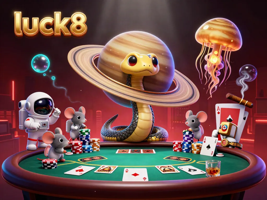 Experience excitement with luck8's 3D casino illustration featuring the cosmic roulette scene.