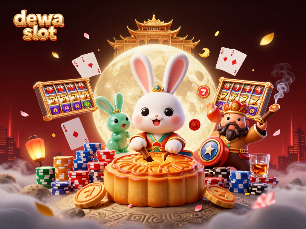 Experience thrilling gameplay with dewa slot, showcasing vibrant slot reels and lively characters in an enchanting casino scene.