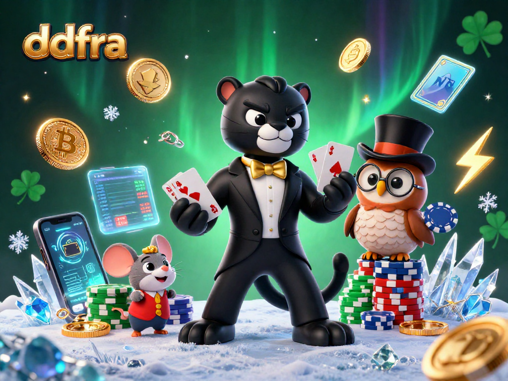 Engage in thrilling games with ddfra's unique 3D casino scene featuring playful characters and vibrant elements.