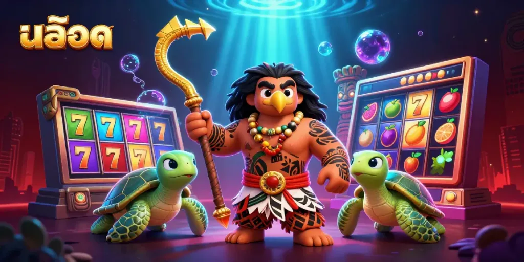 Engaging illustration showcasing the excitement of สล็อต with colorful slot reels and vibrant characters.