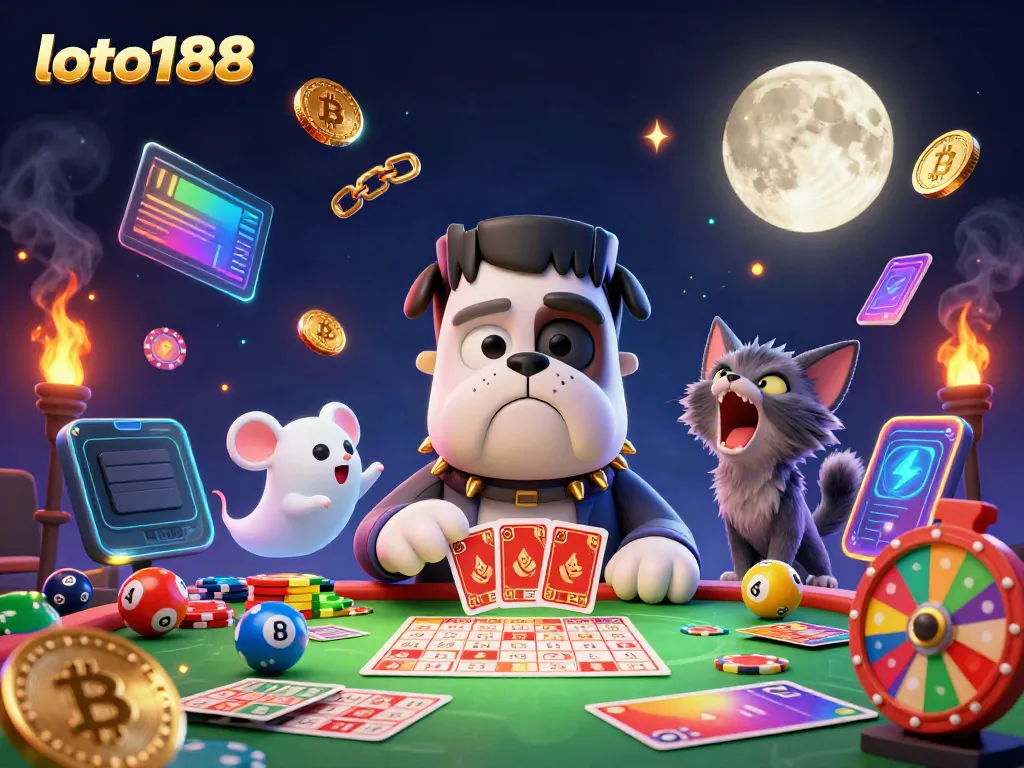 Engage with loto188's unique lottery gaming experience featuring vibrant characters and elements.