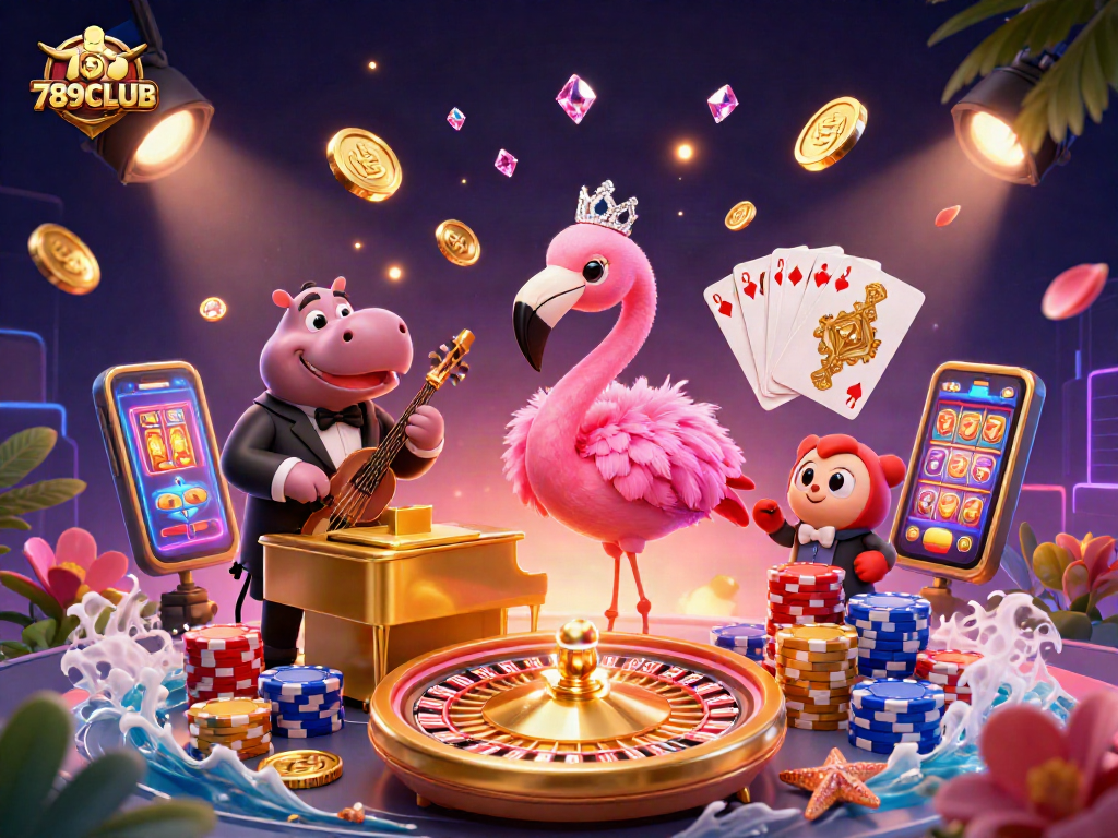 Win big at 789CLUB with vibrant casino illustrations showcasing exciting games and prizes.