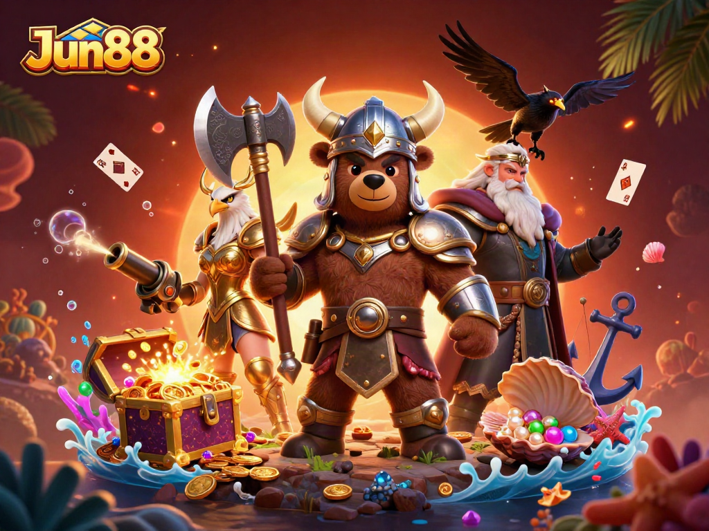 Experience thrilling gameplay at Jun88 with vibrant 3D characters and dynamic casino elements.
