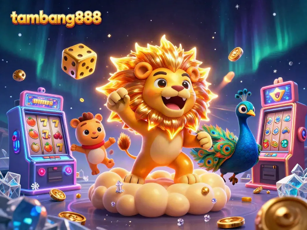 Deskripsi prediksi jitu dan analisa permainan di tambang888 yang memperlihatkan simbol slot dan karakter menarik.
