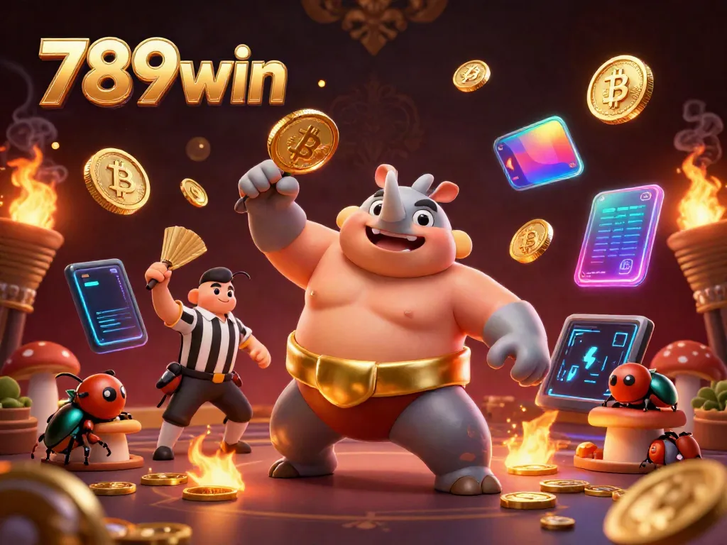 Experience thrilling betting action with 789win in a vibrant 3D illustration of a sumo beetle's powerful stomp.
