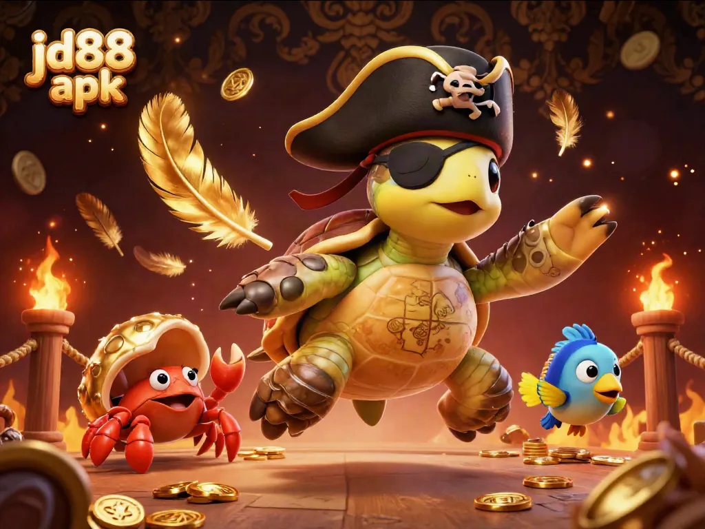 Bet on the exciting adventure of jd88 apk with pirate turtle and golden treasures.