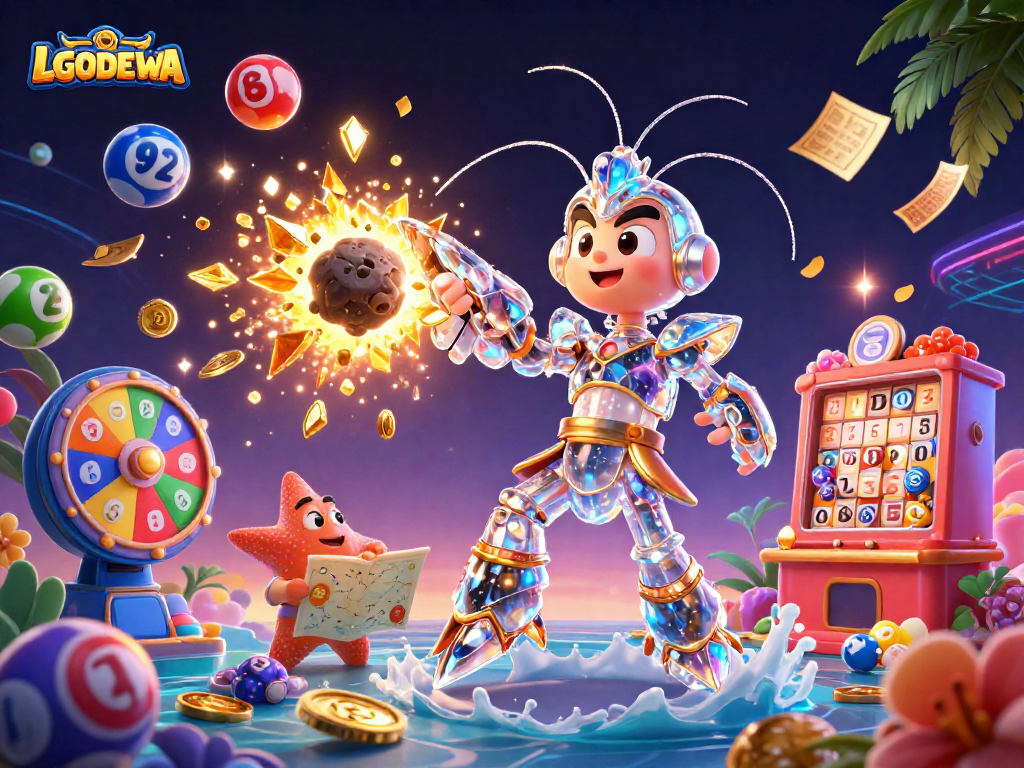 LGODEWA's galactic samurai mantis shrimp triumphs in a vibrant casino-themed explosion of rewards.