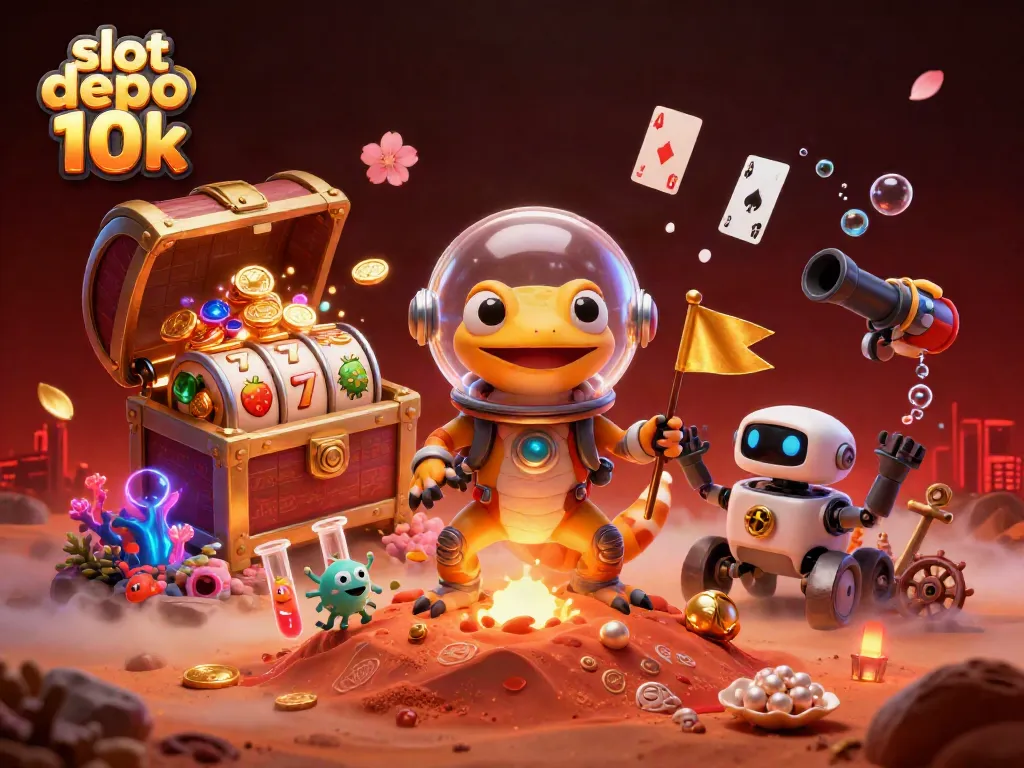 Engage with the vibrant experience of slot depo 10k in this dynamic casino illustration.