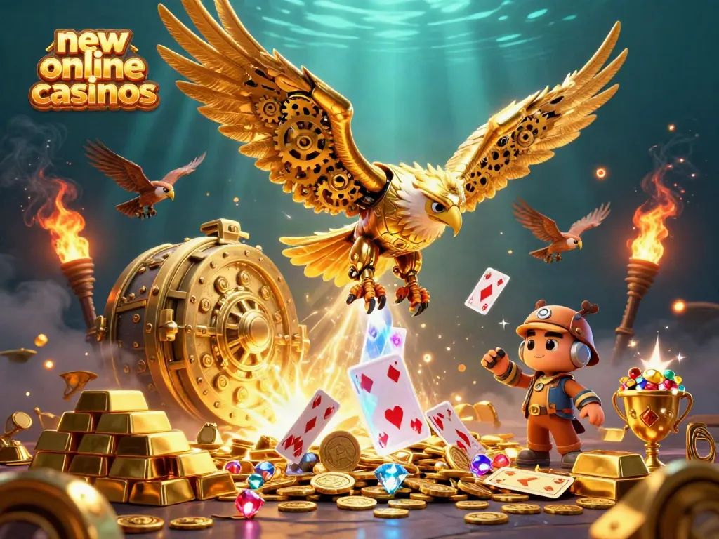 Experience the excitement of new online casinos with a vibrant, 3D flying eagle and treasures!