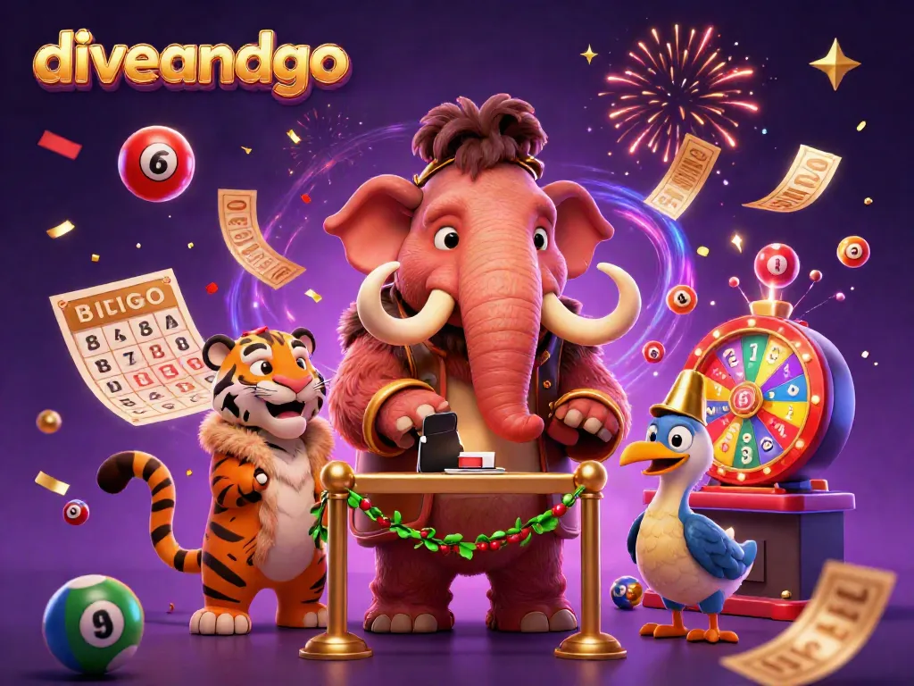 Experience the excitement of diveandgo with vibrant lottery elements and cartoon characters at a casino