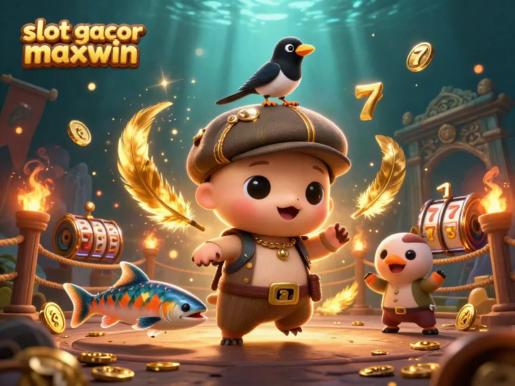Permainan slot gacor maxwin menyajikan aksi seru dengan karakter lucu di sebuah arena bertema casino.