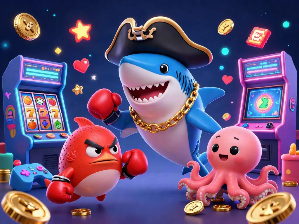 Play and win big with lc88's thrilling casino adventure illustration featuring cartoon marine characters.
