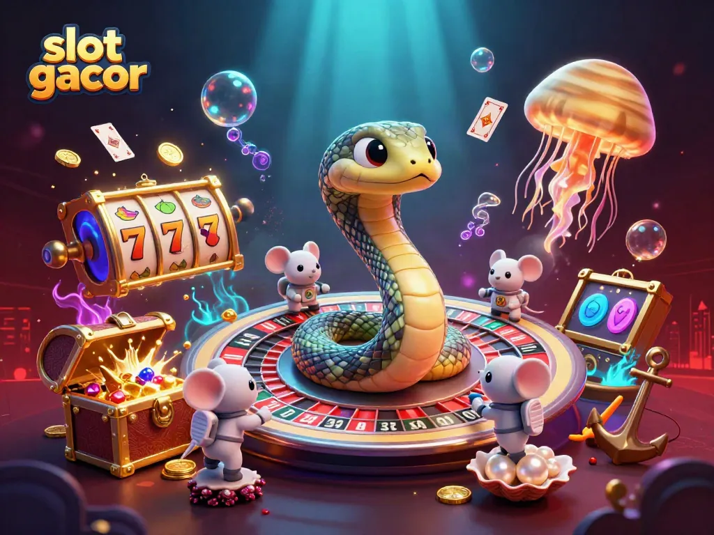 Experience thrilling slot gacor gameplay in this vibrant 3D casino illustration featuring celestial elements and dynamic action.