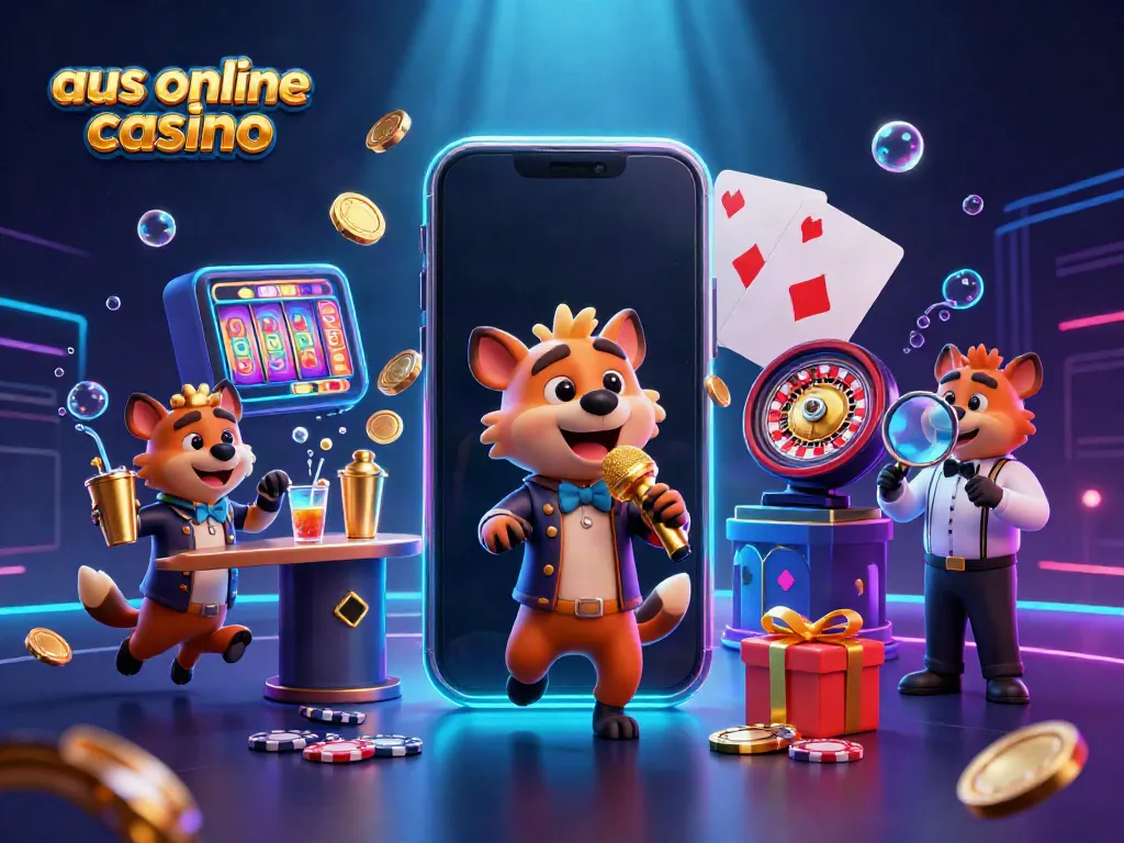 Experience the thrill of aus online casino with our vibrant hyena comedy club scene featuring slots and gaming elements.