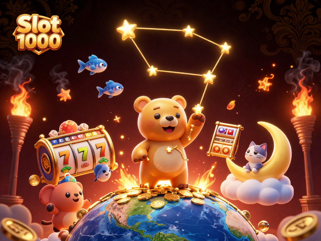 Engage with Slot 1000's thrilling gameplay under celestial stars while winning coins.