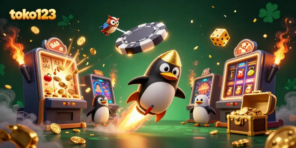 Experience thrilling wins with toko123 as a golden penguin blasts into a dynamic casino adventure.
