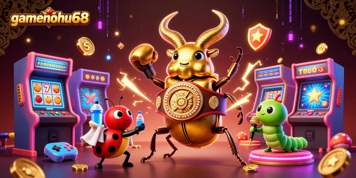 Engage in thrilling games at gamenohu68 with a vibrant casino showdown illustration featuring iconic elements.