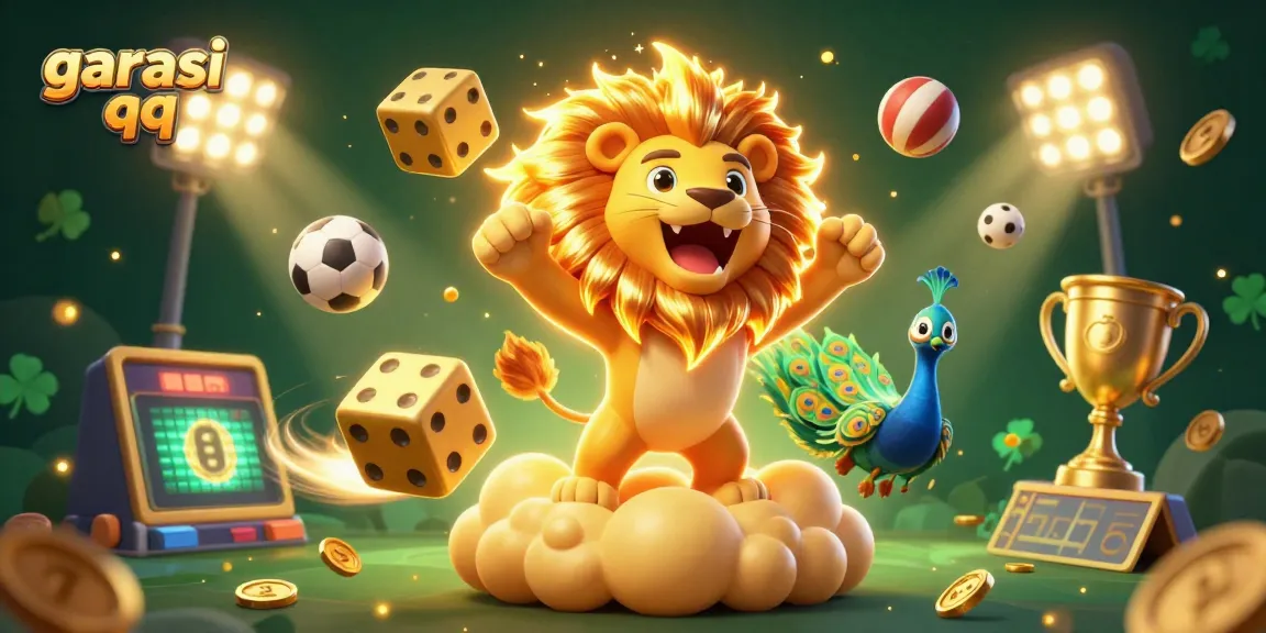Experience thrilling gaming with garasi qq as the golden lion roars on a dynamic casino scene.