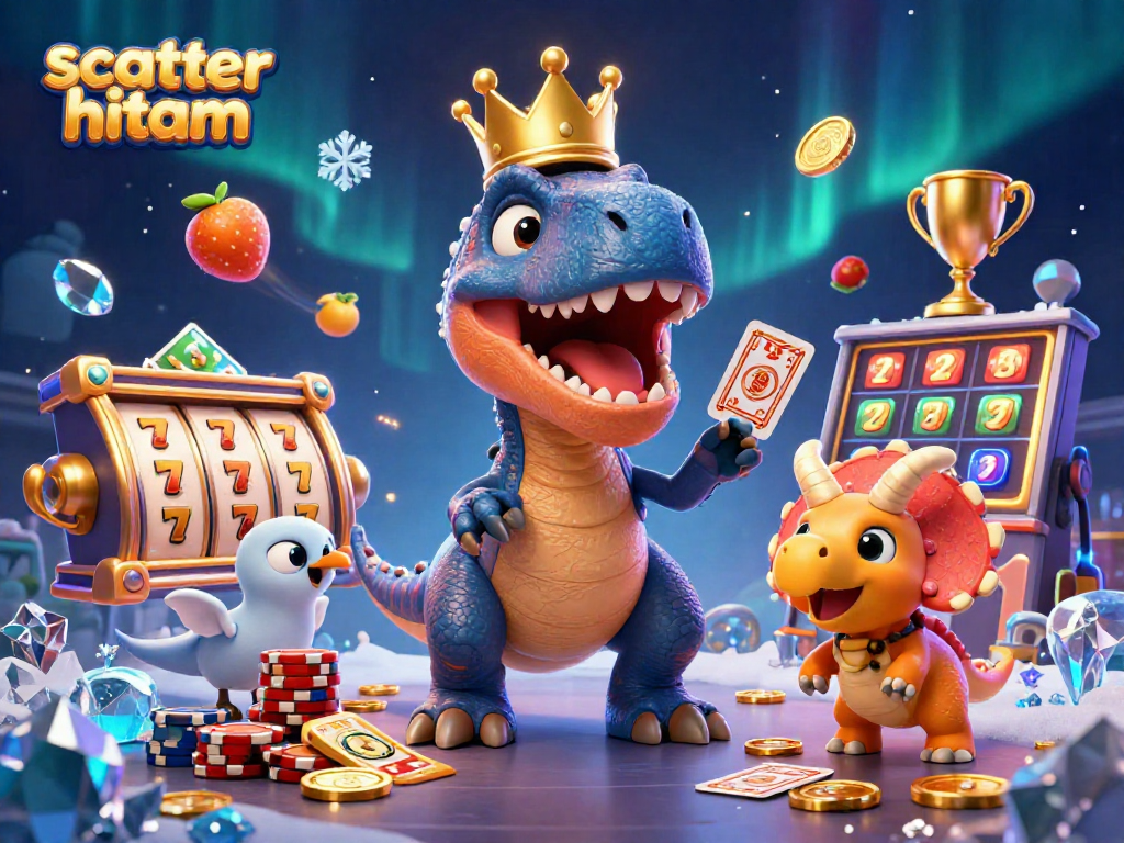 Play scatter hitam with vibrant characters and dynamic slot elements in a thrilling casino scene.