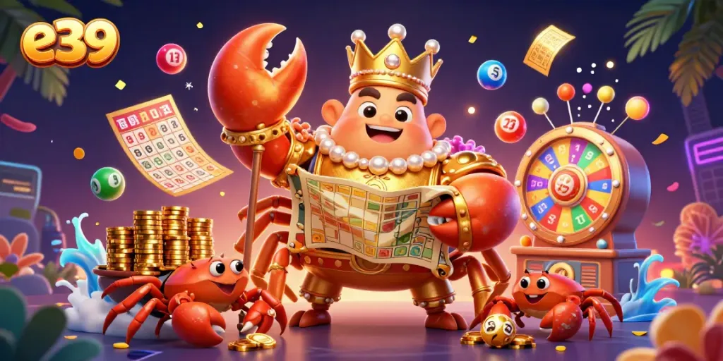 Engage in thrilling gameplay with e39, featuring vibrant lottery elements, golden crab emperor, and dynamic game visuals.