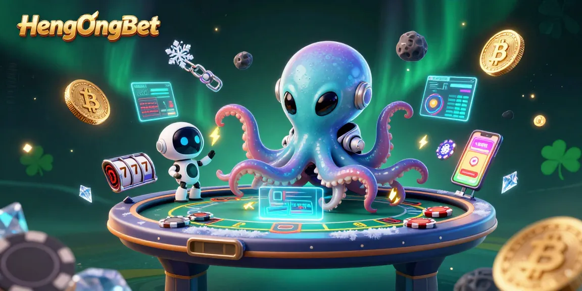 Spin with HengOngBet's dynamic poker table, where the alien octopus deals winning hands.