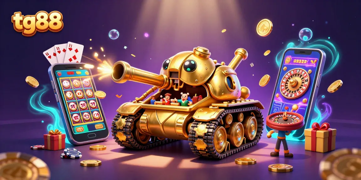 Engage with the vibrant tg88 online casino world, featuring a golden beetle tank with a miniature casino inside.