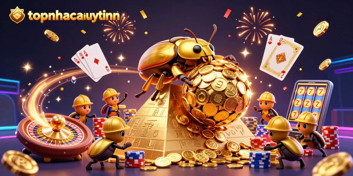 Engage in thrilling gaming action with topnhacaiuytinn by winning with golden beetles and casino symbols!