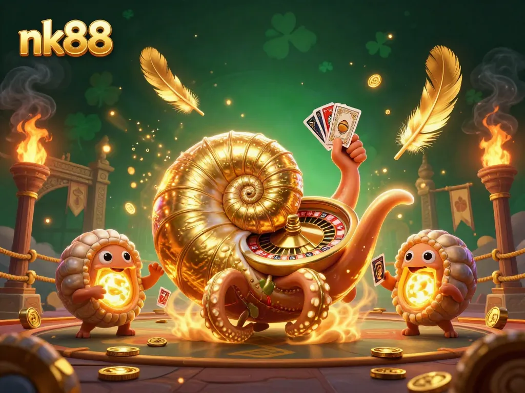 Experience thrilling gameplay with nk88, as a giant nautilus turns and reveals winning hands from its cards.