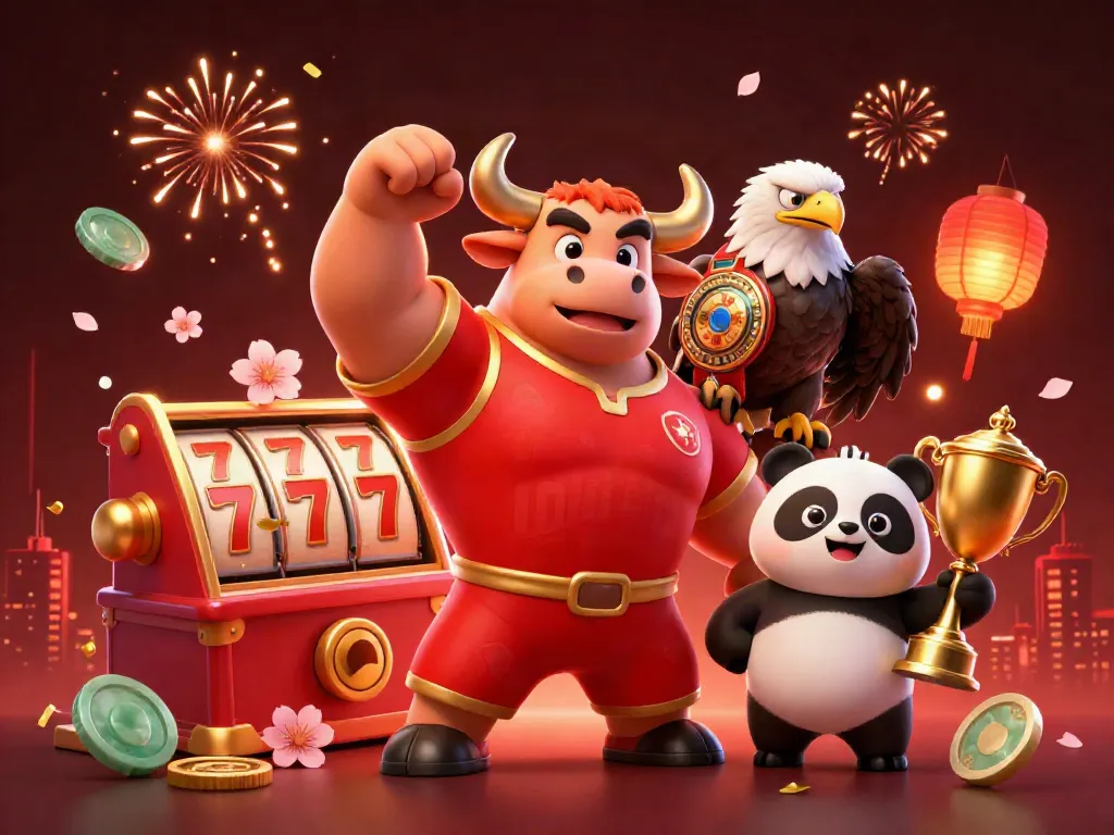 Experience the thrill of MANCLUB with muscular mascots and vibrant casino elements in a dynamic 3D scene.