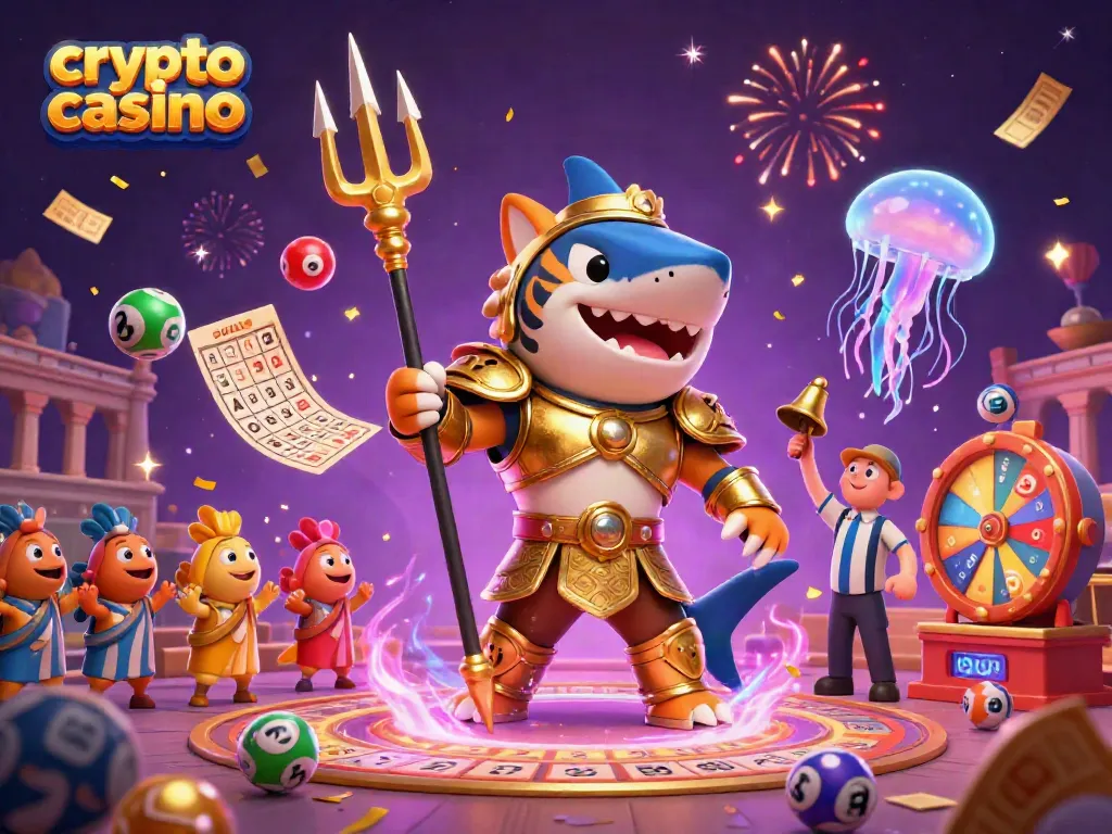 Experience the excitement of a crypto casino with vibrant elements and a dynamic underwater scene.