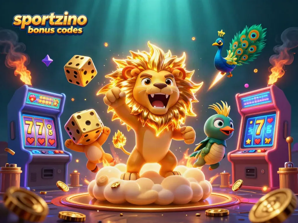 Engage with the exciting sportzino bonus codes in this vibrant, casino-themed digital art.