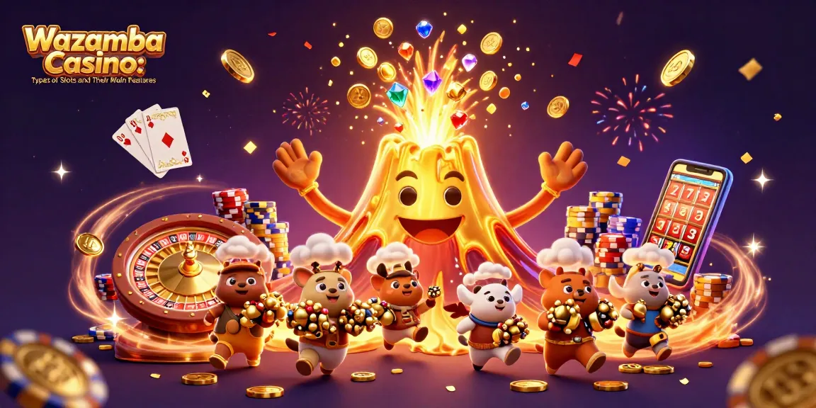 Experience spinning excitement at Wazamba Casino: Types of Slots and Their Main Features with a vibrant casino scene.