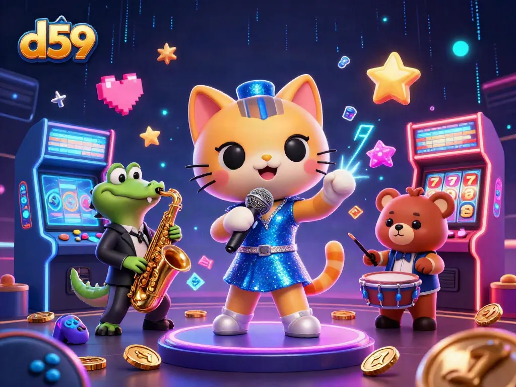 Engage with the exciting d59 gaming universe, featuring vibrant characters and fun casino elements.