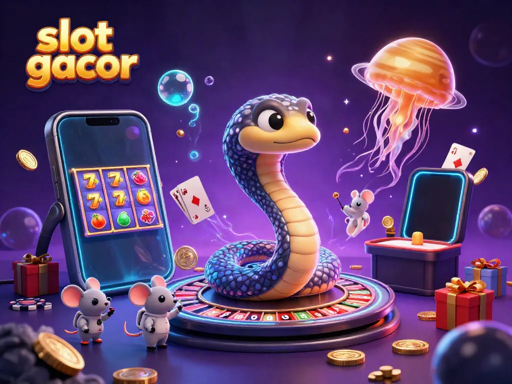 Experience thrilling gaming with slot gacor in this vibrant 3D casino scene.