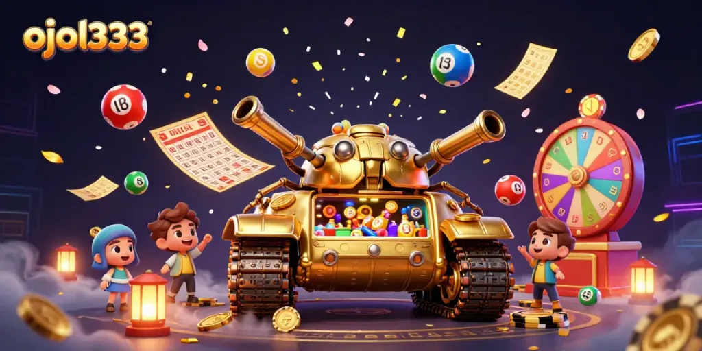 Experience the vibrant energy of ojol333 with themed lottery elements and a unique casino twist.