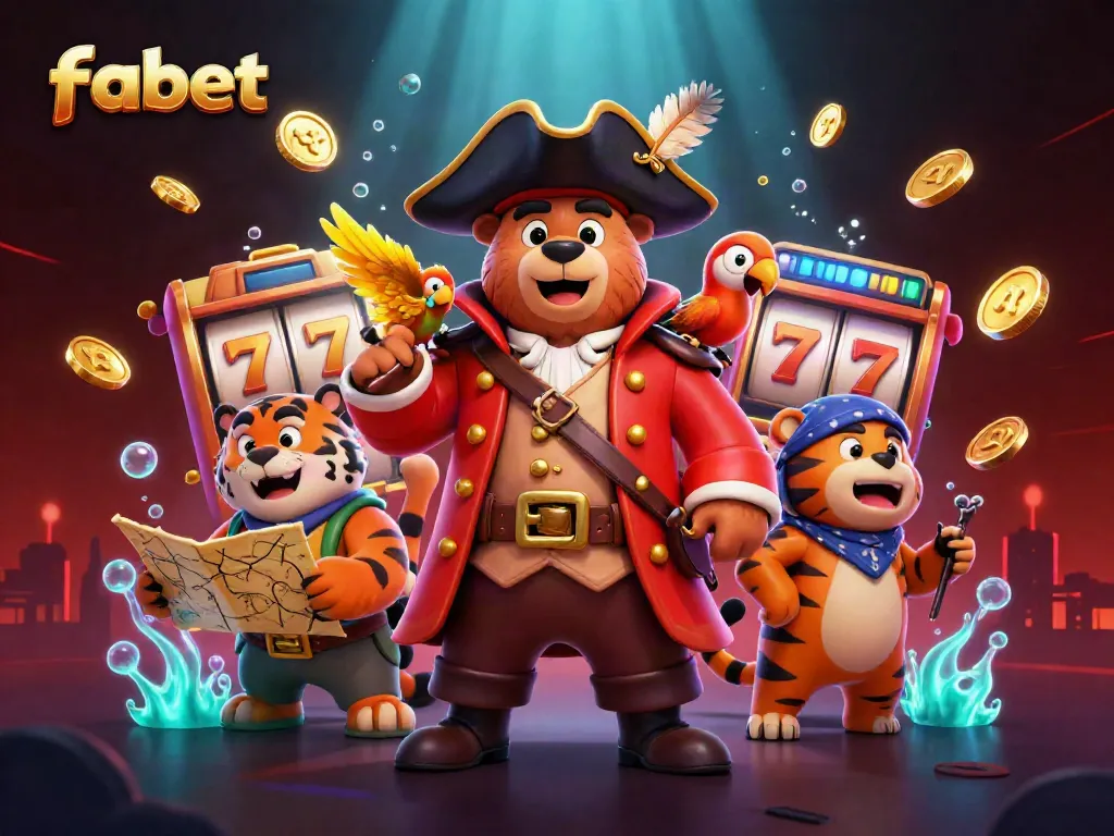 Spin the slots with fabet's lively characters in a vibrant 3D casino, vibrant gold coins and lucky symbols abound.