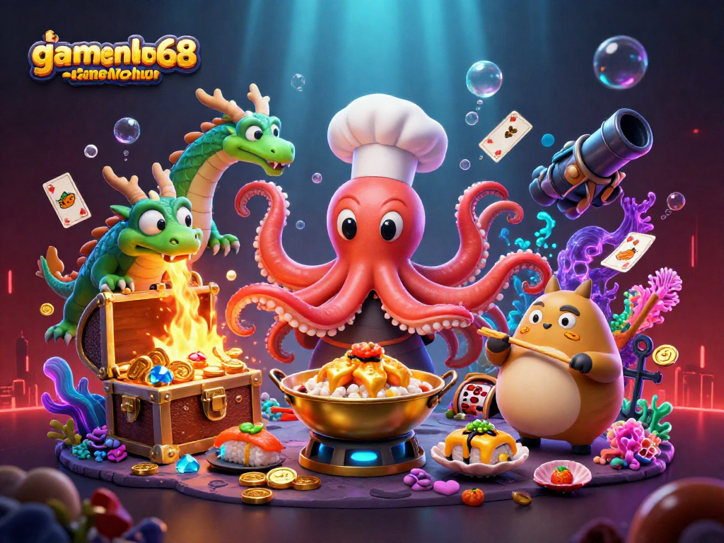 Experience gamenohu68's thrilling slots with a vibrant underwater casino scene featuring dynamic characters.